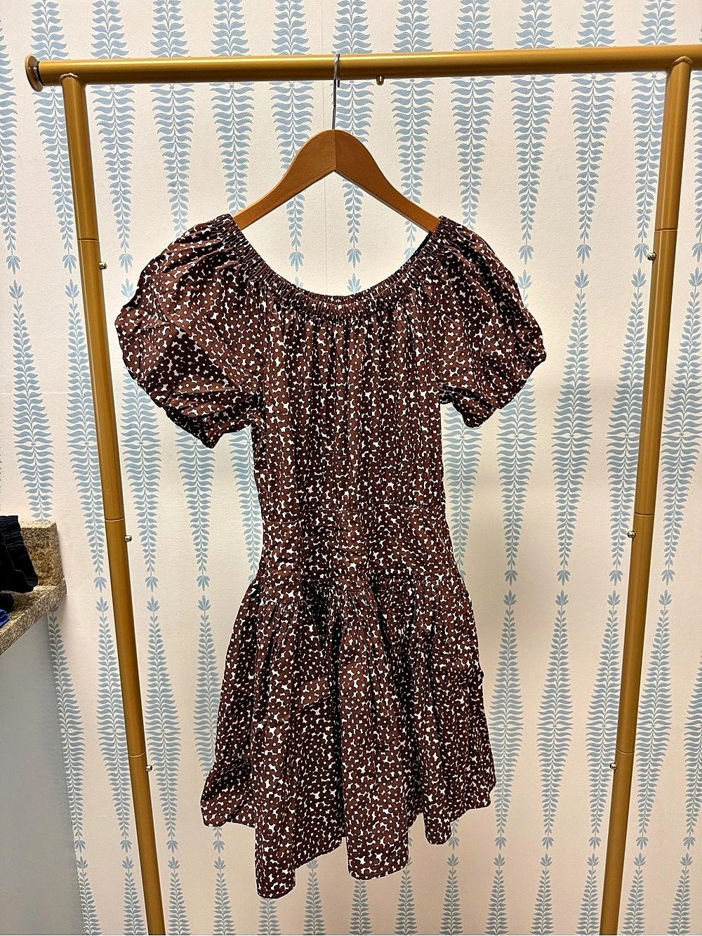 J.CREW Drop-waist cotton poplin mini dress in mocha floral Mocha Floral, Size 0